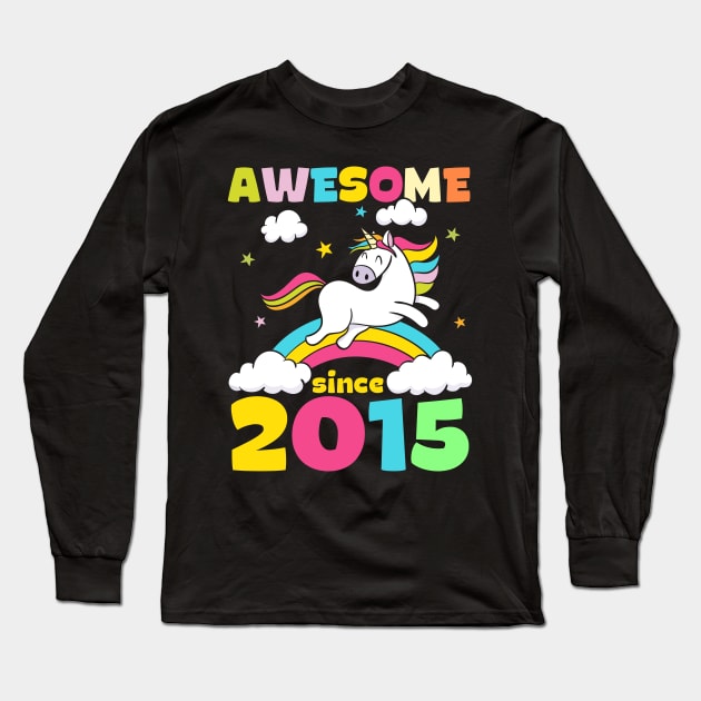 Cute Awesome Unicorn Since 2015 Funny Gift Long Sleeve T-Shirt by saugiohoc994